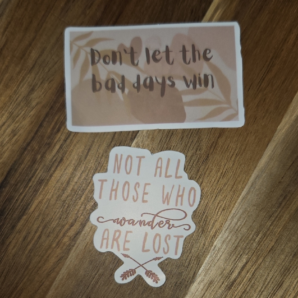 Inspirational Quote Stickers - Cream and Brown